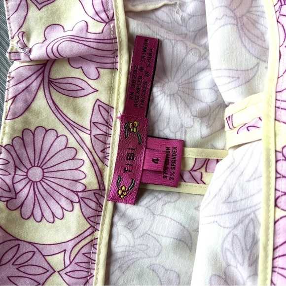 Tibi Capris Floral Ankle Cropped Zipper Pants in Pink and Ivory Size 4 - Picture 7 of 12